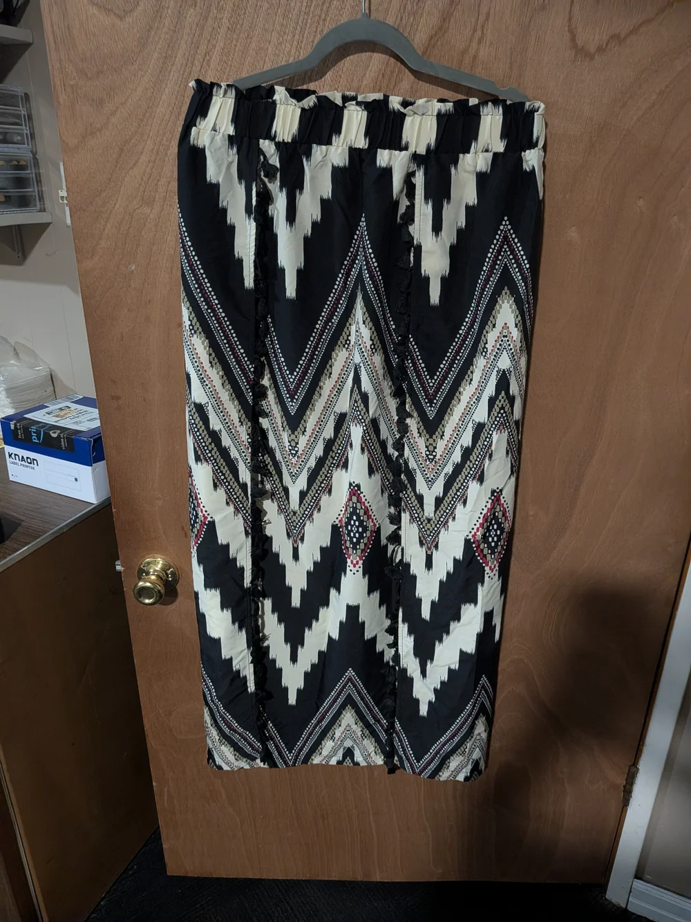 Black & Ivory Zigzag Midi Skirt